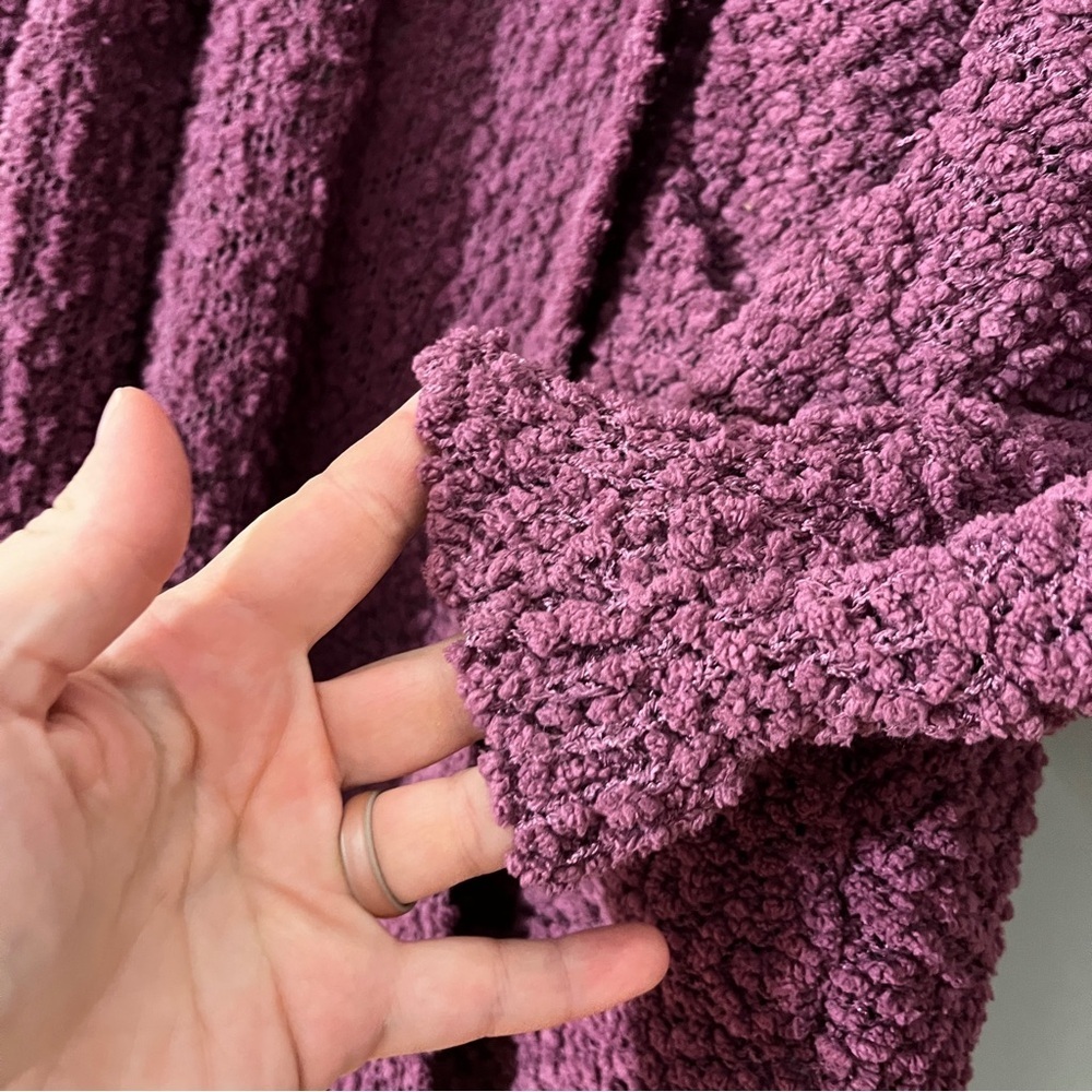 Zenana Falling for You Open Front Popcorn Cardigan Women's XL Eggplant Purple - Picture 4 of 8